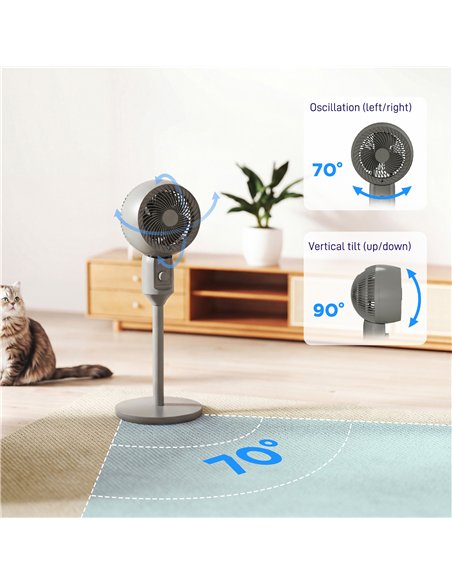 HOMCOM Air Circulator Fan Pedestal Cooling Fan with 3 Speed and Carry Handle, 9 Inch, Grey - pic 178767 | FastDaddyshop