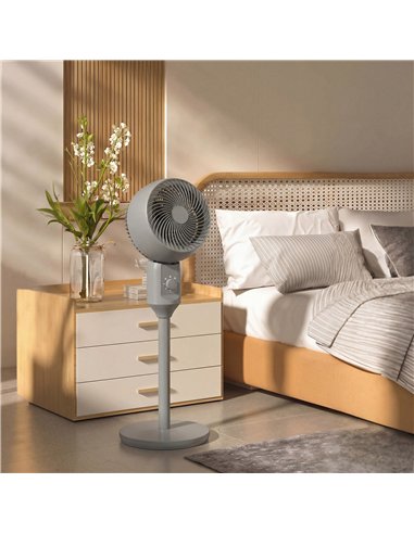 HOMCOM Air Circulator Fan Pedestal Cooling Fan with 3 Speed and Carry Handle, 9 Inch, Grey