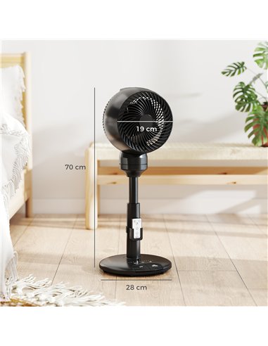 HOMCOM Air Circulator Fan Pedestal Cooling Fan with 3 Speed 3 Mode and Remote Control, 9 Inch, Black