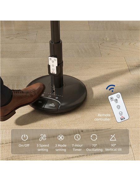 HOMCOM Air Circulator Fan Pedestal Cooling Fan with 3 Speed 3 Mode and Remote Control, 9 Inch, Black - pic 178784 | FastDaddyshop