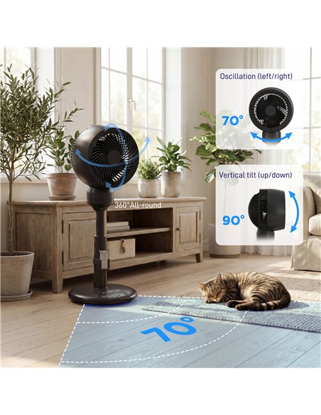 HOMCOM Air Circulator Fan Pedestal Cooling Fan with 3 Speed 3 Mode and Remote Control, 9 Inch, Black - pic 178786 | FastDaddyshop
