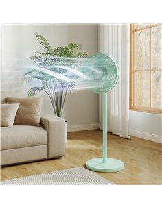 HOMCOM 40 cm Standing Fan, Cooling Floor Fan with 80° Oscillating, Adjustable Tilt and Height, 4 Speed, Remote Control, Green 2