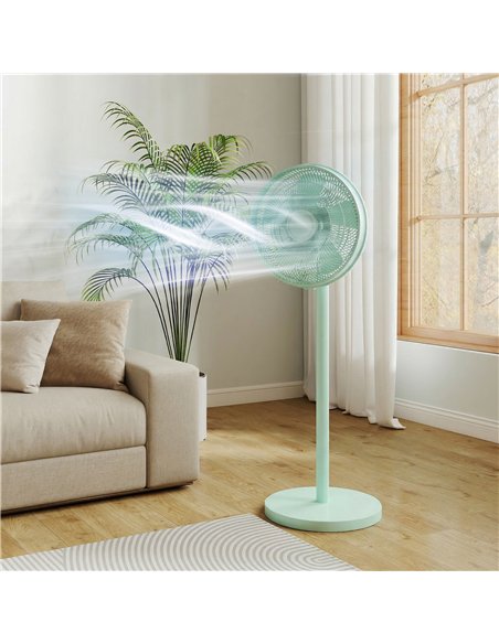 HOMCOM 40 cm Standing Fan, Cooling Floor Fan with 80° Oscillating, Adjustable Tilt and Height, 4 Speed, Remote Control, Green - pic 178791 | FastDaddyshop