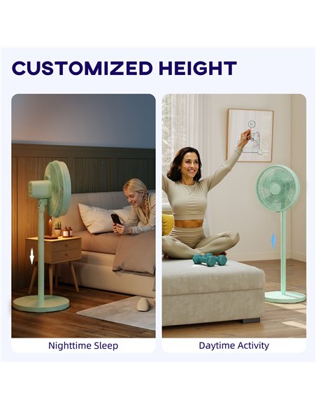 HOMCOM 40 cm Standing Fan, Cooling Floor Fan with 80° Oscillating, Adjustable Tilt and Height, 4 Speed, Remote Control, Green - pic 178795 | FastDaddyshop