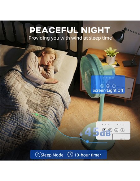 HOMCOM 40 cm Standing Fan, Cooling Floor Fan with 80° Oscillating, Adjustable Tilt and Height, 4 Speed, Remote Control, Green - pic 178797 | FastDaddyshop