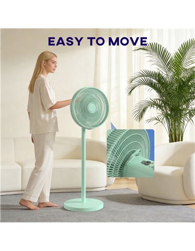 HOMCOM 40 cm Standing Fan, Cooling Floor Fan with 80° Oscillating, Adjustable Tilt and Height, 4 Speed, Remote Control, Green
