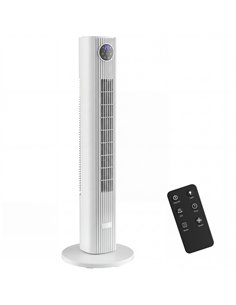 HOMCOM 28dB Tower Fan for Bedroom, 36 inch, 8 m/s Velocity Standing Cooling Fan with 80° Oscillating, BLDC Motor, 12 Speeds, LED