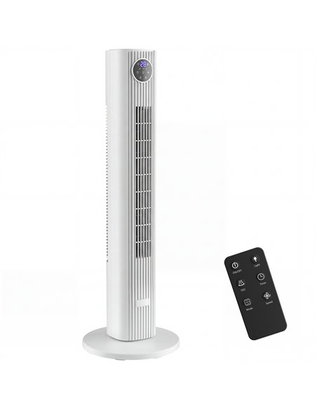 HOMCOM 28dB Tower Fan for Bedroom, 36 inch, 8 m/s Velocity Standing Cooling Fan with 80° Oscillating, BLDC Motor, 12 Speeds, LED - pic 178799 | FastDaddyshop