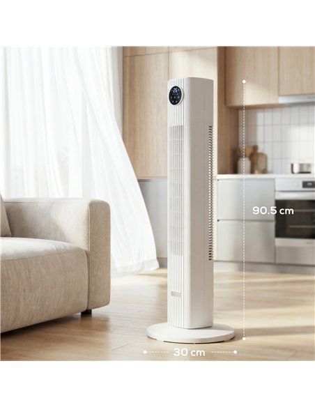 HOMCOM 28dB Tower Fan for Bedroom, 36 inch, 8 m/s Velocity Standing Cooling Fan with 80° Oscillating, BLDC Motor, 12 Speeds, LED - pic 178801 | FastDaddyshop