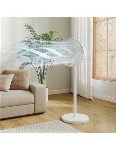 HOMCOM 40 cm Standing Fan, Cooling Floor Fan with 80° Oscillating, Adjustable Tilt and Height, 4 Speed, Remote Control, White
