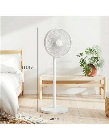 HOMCOM 40 cm Standing Fan, Cooling Floor Fan with 80° Oscillating, Adjustable Tilt and Height, 4 Speed, Remote Control, White