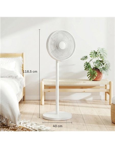 HOMCOM 40 cm Standing Fan, Cooling Floor Fan with 80° Oscillating, Adjustable Tilt and Height, 4 Speed, Remote Control, White - pic 178810 | FastDaddyshop
