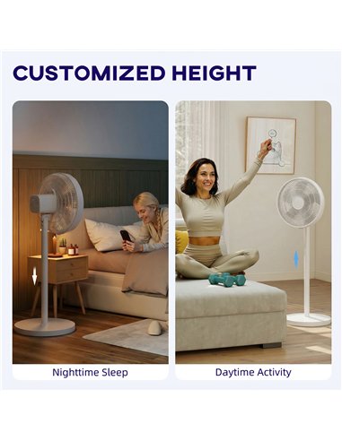 HOMCOM 40 cm Standing Fan, Cooling Floor Fan with 80° Oscillating, Adjustable Tilt and Height, 4 Speed, Remote Control, White