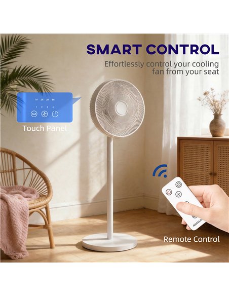 HOMCOM 40 cm Standing Fan, Cooling Floor Fan with 80° Oscillating, Adjustable Tilt and Height, 4 Speed, Remote Control, White - pic 178814 | FastDaddyshop