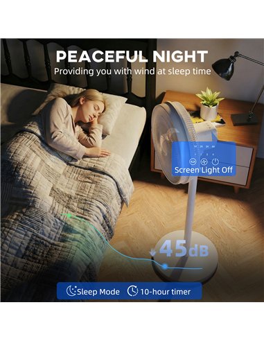HOMCOM 40 cm Standing Fan, Cooling Floor Fan with 80° Oscillating, Adjustable Tilt and Height, 4 Speed, Remote Control, White