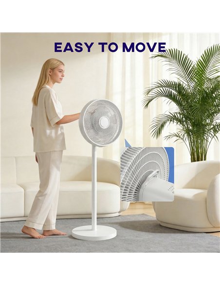 HOMCOM 40 cm Standing Fan, Cooling Floor Fan with 80° Oscillating, Adjustable Tilt and Height, 4 Speed, Remote Control, White - pic 178816 | FastDaddyshop