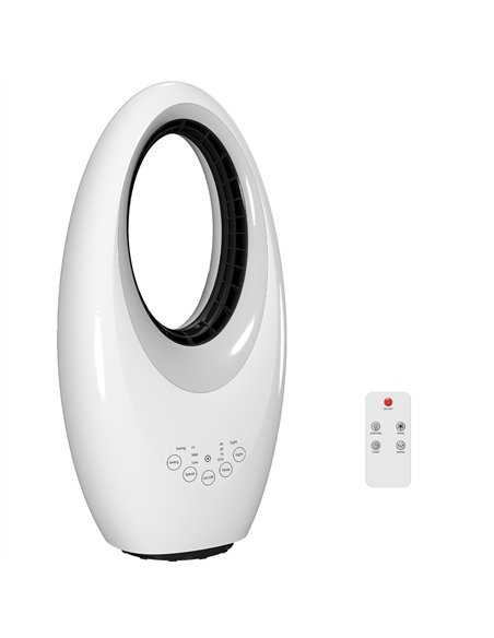 HOMCOM Bladeless Tower Fan, 36dB Standing Cooling Fan with 60° Oscillating, LED Lights, 3 Speeds, 7.5H Timer, Remote Control - pic 178817 | FastDaddyshop