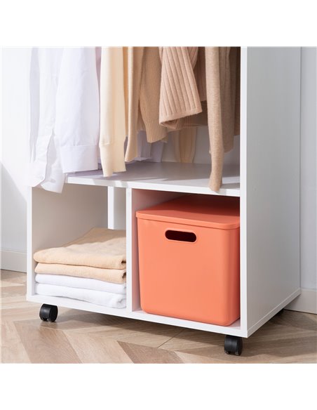 HOMCOM Open Wardrobe with Hanging Rod and Storage Shelves Mobile Garment Rack on Wheels Bedroom, Cloakroom, White - pic 17882 | FastDaddyshop