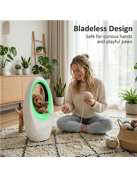 HOMCOM Bladeless Tower Fan, 36dB Standing Cooling Fan with 60° Oscillating, LED Lights, 3 Speeds, 7.5H Timer, Remote Control - pic 178820 | FastDaddyshop