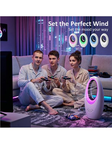 HOMCOM Bladeless Tower Fan, 36dB Standing Cooling Fan with 60° Oscillating, LED Lights, 3 Speeds, 7.5H Timer, Remote Control