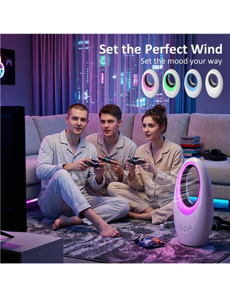 HOMCOM Bladeless Tower Fan, 36dB Standing Cooling Fan with 60° Oscillating, LED Lights, 3 Speeds, 7.5H Timer, Remote Control - pic 178822 | FastDaddyshop