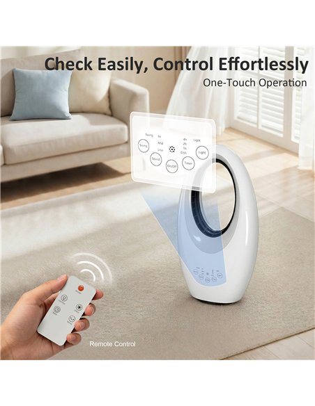 HOMCOM Bladeless Tower Fan, 36dB Standing Cooling Fan with 60° Oscillating, LED Lights, 3 Speeds, 7.5H Timer, Remote Control - pic 178824 | FastDaddyshop
