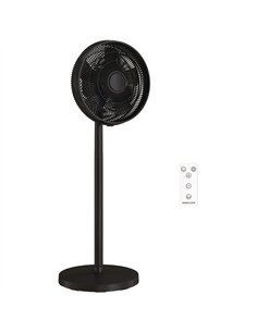HOMCOM 40 cm Standing Fan, Cooling Floor Fan with 80° Oscillating, Adjustable Tilt and Height, 4 Speed, Remote Control, Black