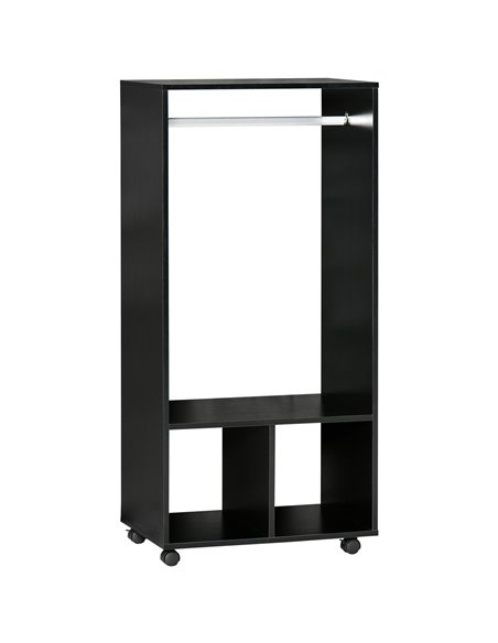 HOMCOM Open Wardrobe with Hanging Rod and Storage Shelves Mobile Garment Rack on Wheels Bedroom, Cloakroom, Black - pic 17883 | FastDaddyshop