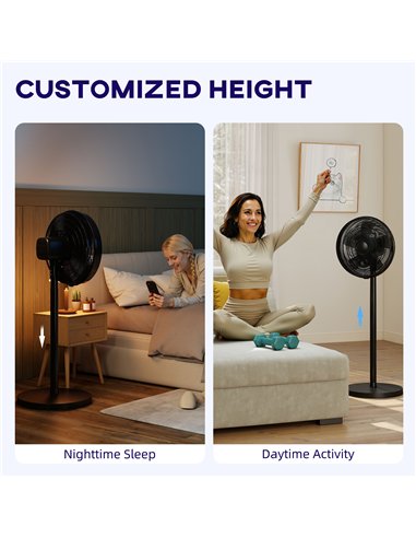 HOMCOM 40 cm Standing Fan, Cooling Floor Fan with 80° Oscillating, Adjustable Tilt and Height, 4 Speed, Remote Control, Black