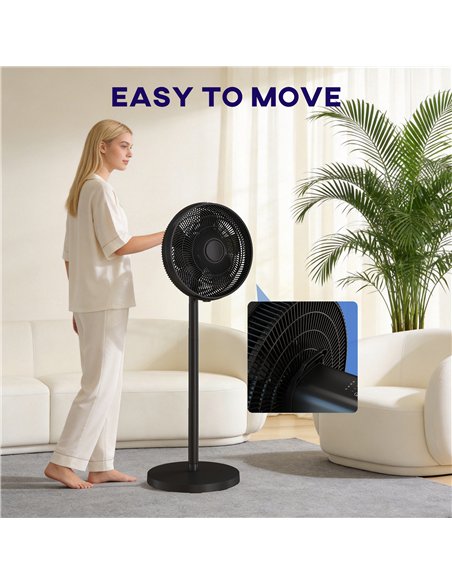 HOMCOM 40 cm Standing Fan, Cooling Floor Fan with 80° Oscillating, Adjustable Tilt and Height, 4 Speed, Remote Control, Black - pic 178834 | FastDaddyshop