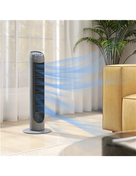 HOMCOM Tower Fan for Bedroom Cooling, 75cm Electric 70° Oscillating with 3 Speed Settings, Standing Floor Fan, Grey - pic 178836 | FastDaddyshop