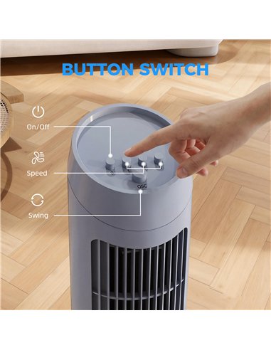 HOMCOM Tower Fan for Bedroom Cooling, 75cm Electric 70° Oscillating with 3 Speed Settings, Standing Floor Fan, Grey