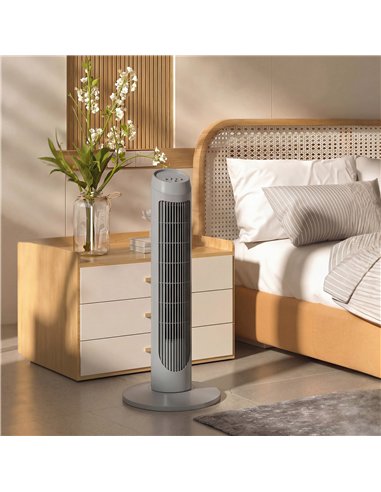 HOMCOM Tower Fan for Bedroom Cooling, 75cm Electric 70° Oscillating with 3 Speed Settings, Standing Floor Fan, Grey