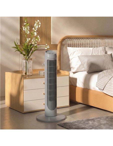 HOMCOM Tower Fan for Bedroom Cooling, 75cm Electric 70° Oscillating with 3 Speed Settings, Standing Floor Fan, Grey - pic 178842 | FastDaddyshop