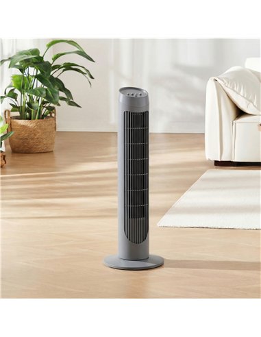 HOMCOM Tower Fan for Bedroom Cooling, 75cm Electric 70° Oscillating with 3 Speed Settings, Standing Floor Fan, Grey
