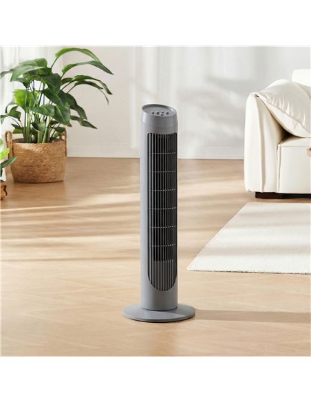 HOMCOM Tower Fan for Bedroom Cooling, 75cm Electric 70° Oscillating with 3 Speed Settings, Standing Floor Fan, Grey - pic 178843 | FastDaddyshop