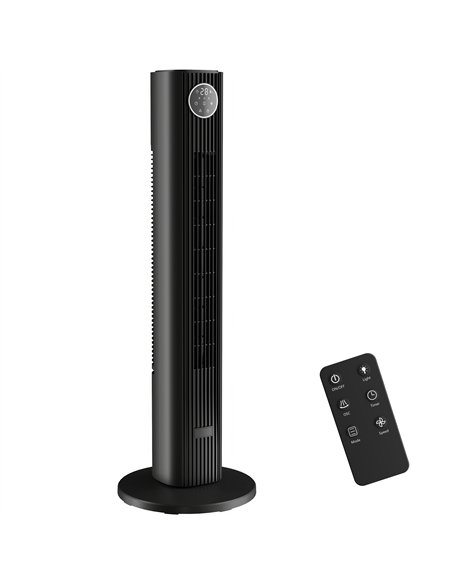 HOMCOM 28dB Tower Fan for Bedroom, 36 inch, 8 m/s Velocity Standing Cooling Fan with 80° Oscillating, BLDC Motor, 12 Speeds, LED - pic 178844 | FastDaddyshop