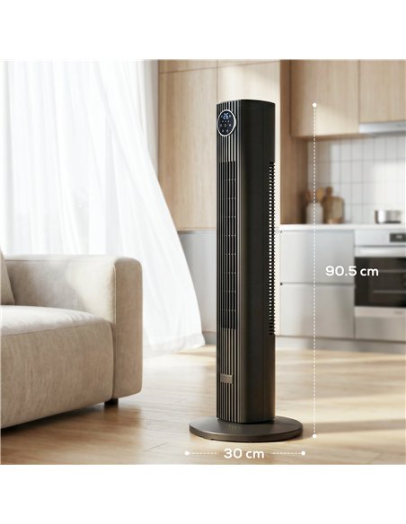 HOMCOM 28dB Tower Fan for Bedroom, 36 inch, 8 m/s Velocity Standing Cooling Fan with 80° Oscillating, BLDC Motor, 12 Speeds, LED - pic 178846 | FastDaddyshop