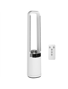 HOMCOM Bladeless Tower Fan, 36dB Standing Cooling Fan with Oscillating, LED Lights, 3 Speeds, 12H Timer, Remote Control