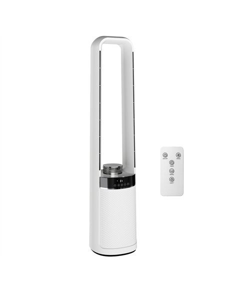 HOMCOM Bladeless Tower Fan, 36dB Standing Cooling Fan with Oscillating, LED Lights, 3 Speeds, 12H Timer, Remote Control - pic 178853 | FastDaddyshop