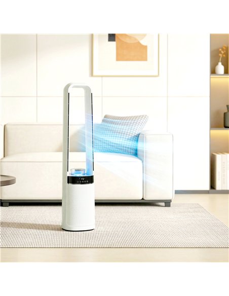 HOMCOM Bladeless Tower Fan, 36dB Standing Cooling Fan with Oscillating, LED Lights, 3 Speeds, 12H Timer, Remote Control - pic 178854 | FastDaddyshop
