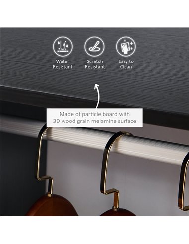 HOMCOM Open Wardrobe with Hanging Rod and Storage Shelves Mobile Garment Rack on Wheels Bedroom, Cloakroom, Black