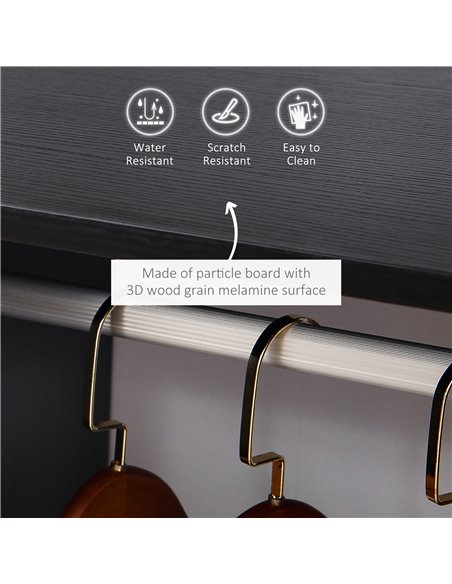 HOMCOM Open Wardrobe with Hanging Rod and Storage Shelves Mobile Garment Rack on Wheels Bedroom, Cloakroom, Black - pic 17886 | FastDaddyshop