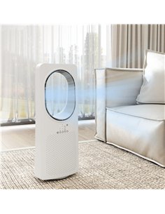 HOMCOM Bladeless Tower Fan for Bedroom, 36dB Standing Cooling Fan with Oscillating, 3 Speeds, 3 Modes, 15H Timer, White 2