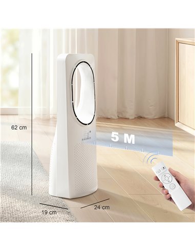 HOMCOM Bladeless Tower Fan for Bedroom, 36dB Standing Cooling Fan with Oscillating, 3 Speeds, 3 Modes, 15H Timer, White