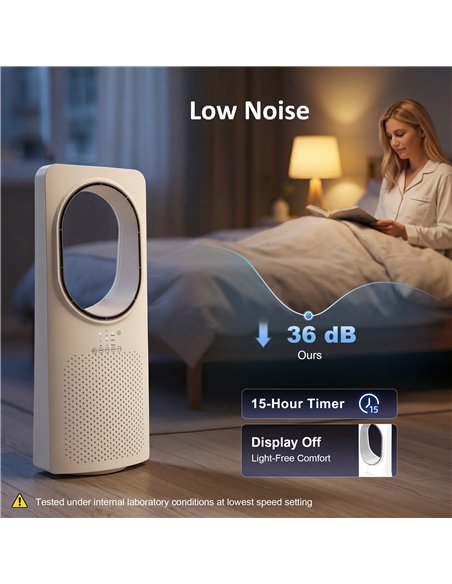 HOMCOM Bladeless Tower Fan for Bedroom, 36dB Standing Cooling Fan with Oscillating, 3 Speeds, 3 Modes, 15H Timer, White - pic 178868 | FastDaddyshop