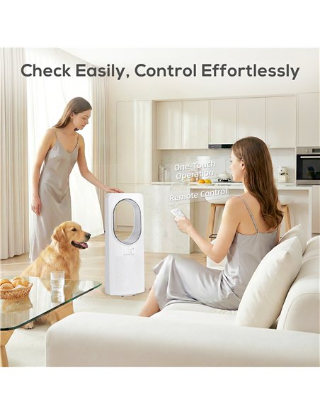 HOMCOM Bladeless Tower Fan for Bedroom, 36dB Standing Cooling Fan with Oscillating, 3 Speeds, 3 Modes, 15H Timer, White - pic 178869 | FastDaddyshop