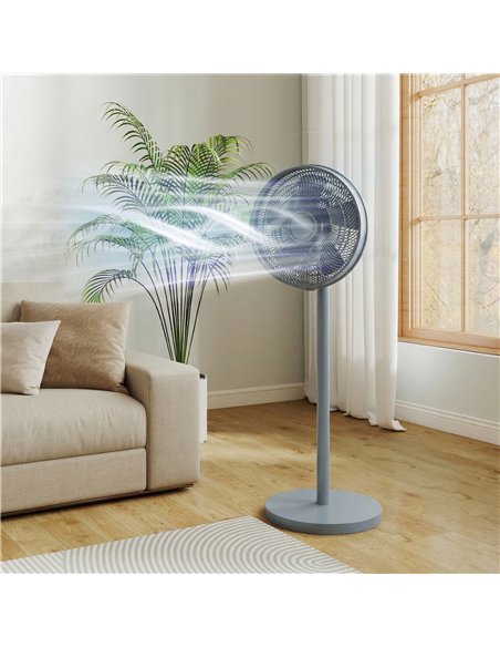 HOMCOM 40 cm Standing Fan, Cooling Floor Fan with 80° Oscillating, Adjustable Tilt and Height, 4 Speed, Remote Control, Grey - pic 178872 | FastDaddyshop