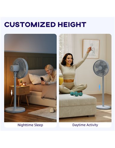 HOMCOM 40 cm Standing Fan, Cooling Floor Fan with 80° Oscillating, Adjustable Tilt and Height, 4 Speed, Remote Control, Grey