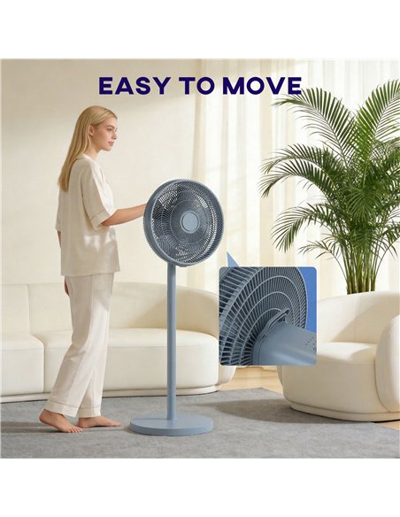 HOMCOM 40 cm Standing Fan, Cooling Floor Fan with 80° Oscillating, Adjustable Tilt and Height, 4 Speed, Remote Control, Grey - pic 178879 | FastDaddyshop